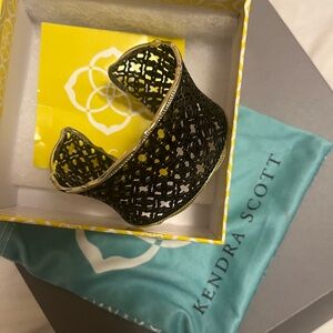 Kendra Scott Intricate Black and Gold Cuff